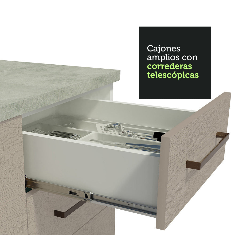 Mueble de Cocina Bajo Agata 80 cm 2 Cajones Blanco/Crema