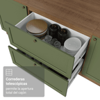 Mueble de Cocina Bajo Vik 80 cm 2 Cajones Marrón/Verde