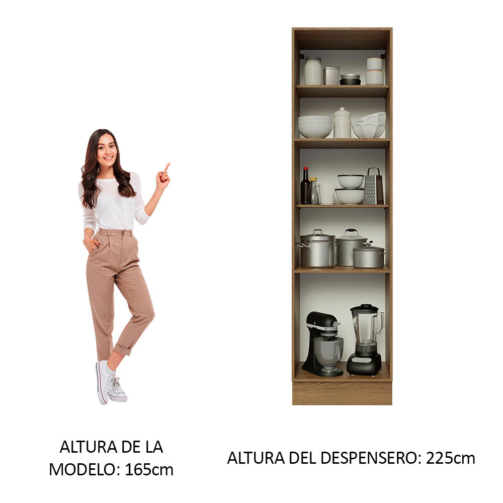 Mueble de Cocina Armario Vertical Glamy 3 Puertas Marrón/Blanco