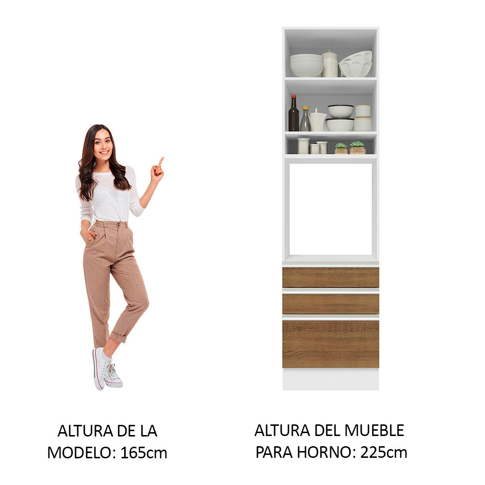 Mueble de Cocina para Hornos Glamy 60 cm Blanco/Marrón