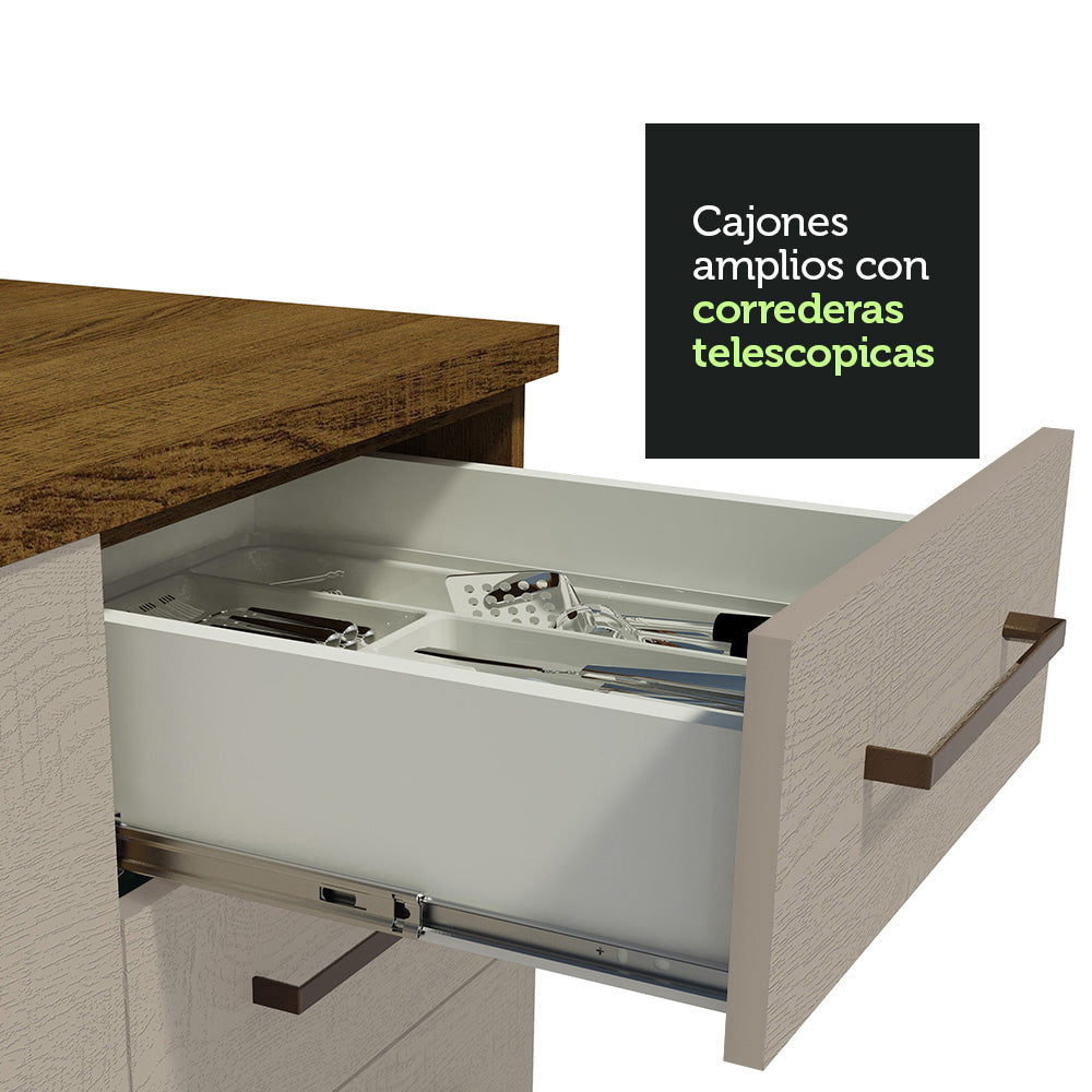 Cocina Integral de Esquina Agata 4.60 m Marrón/Crema 01