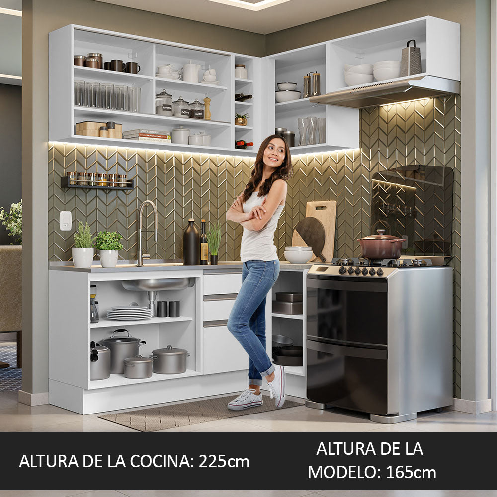 Cocina Integral de Esquina Glamy 3.50 m Blanco 06