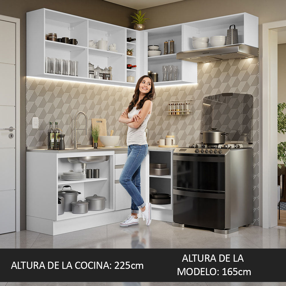 Cocina Integral de Esquina Glamy 3.50 m Blanco 07