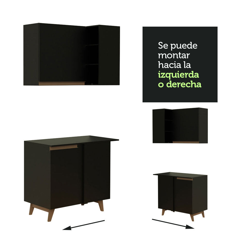 Cocina Integral de Esquina Reims 4.70 m con Encimera Negro 01