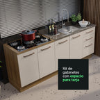 Kit 2 Muebles de Cocina Bajo Agata 2.00 Metros Marrón/Crema