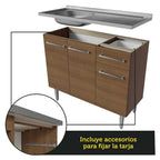 Cocina Integral Compacta Emilly 1.05 m con Mesón de Acero Marrón/Gris 04