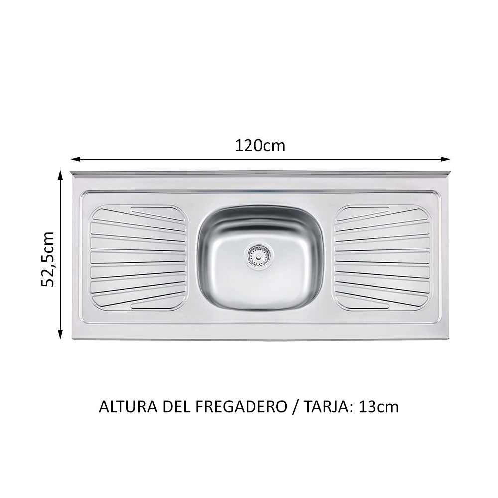Cocina Integral de Esquina Glamy 3.50 m con Mesón de Acero Blanco/Marrón 02