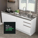 Kit 2 Muebles de Cocina Bajo Glamy 2.00 Metros Blanco