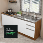 Kit 2 Muebles de Cocina Bajo Glamy 2.00 Metros Marrón/Blanco