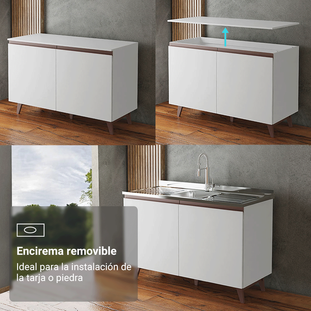 Cocina Integral Reims 2.50 m con Encimera Blanco 08