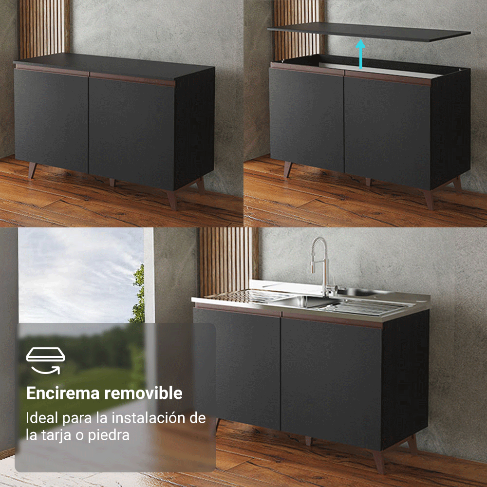 Cocina Integral Reims 3.10 m con Encimera Negro/Marrón 01