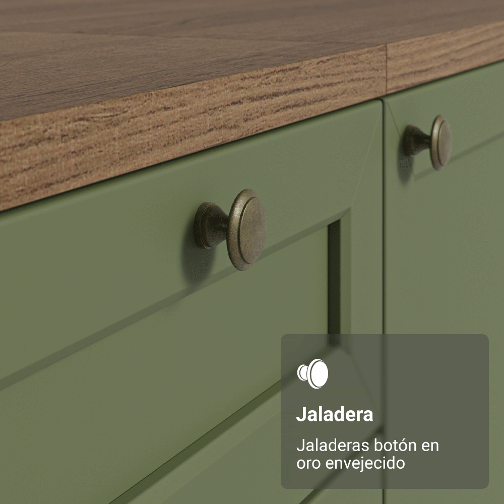 Cocina Integral Vik 1.80 Metros Marrón/Verde 02