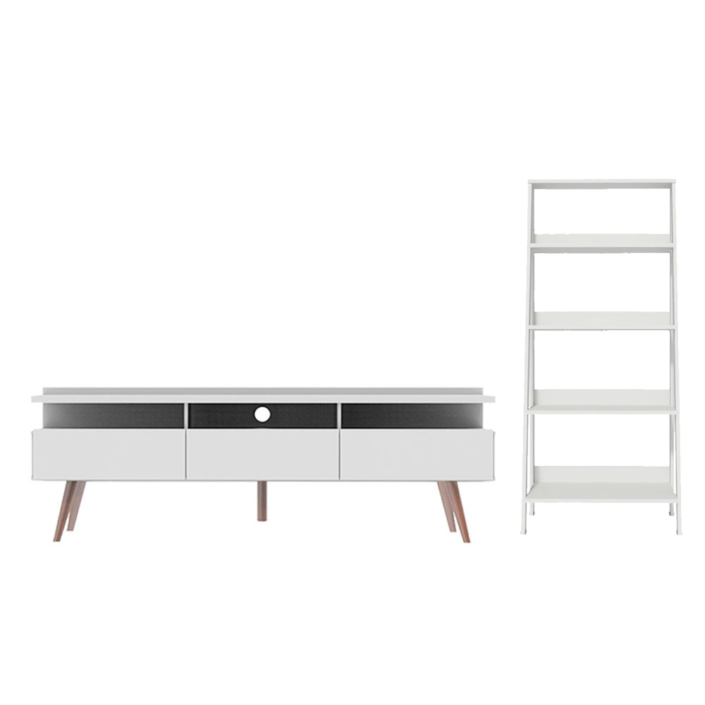 Centro de Entretenimiento para TV Londres + Mueble Estante Librero Blanco