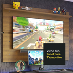 Escritorio Gamer Moderno + Panel para TV Hasta 65 Pulgadas