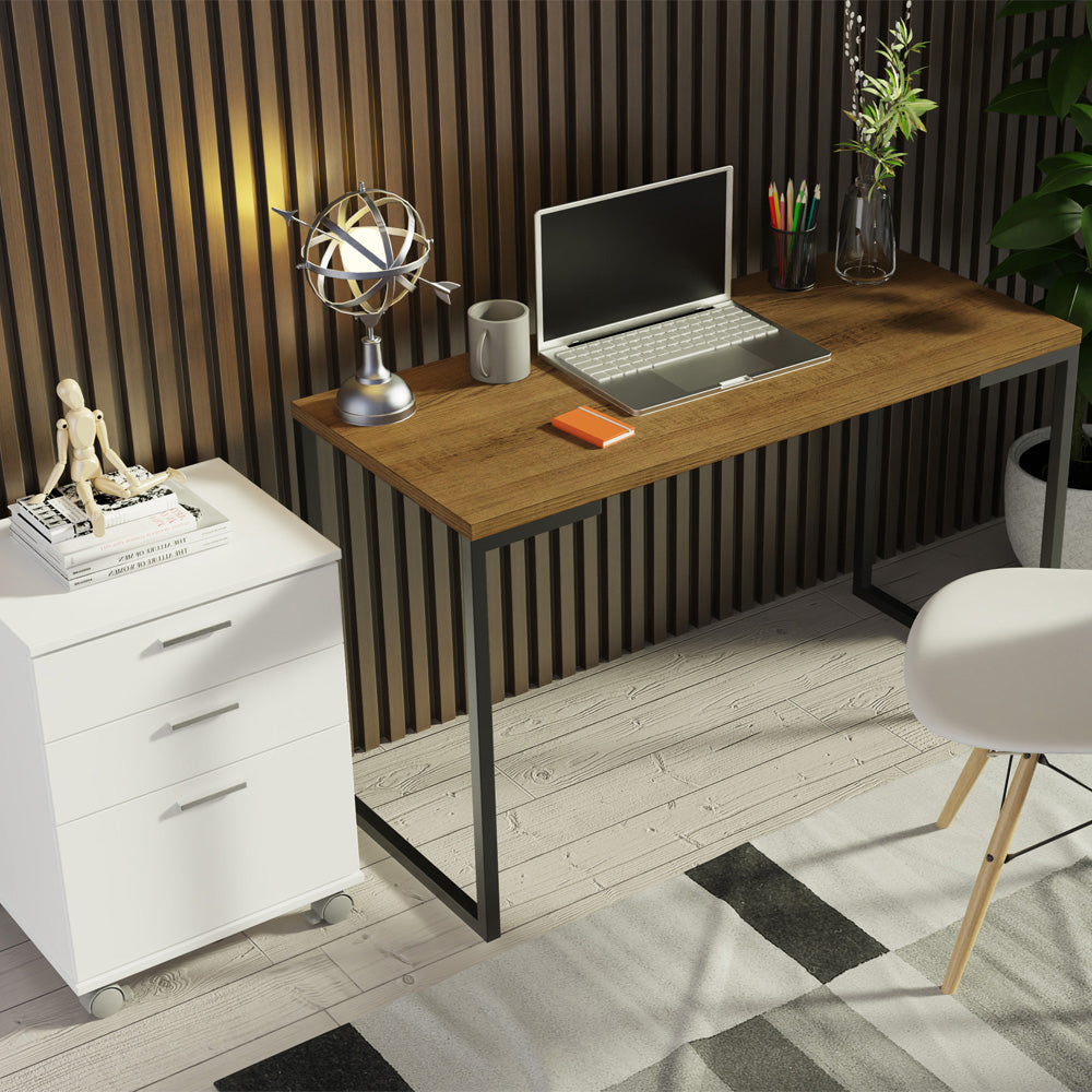 Escritorio de Oficina Industrial y Cajonera Madesa MarrónBlanco
