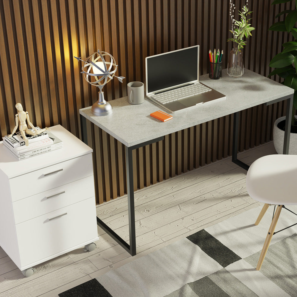 Escritorio de Oficina Industrial y Cajonera Madesa GrisBlanco