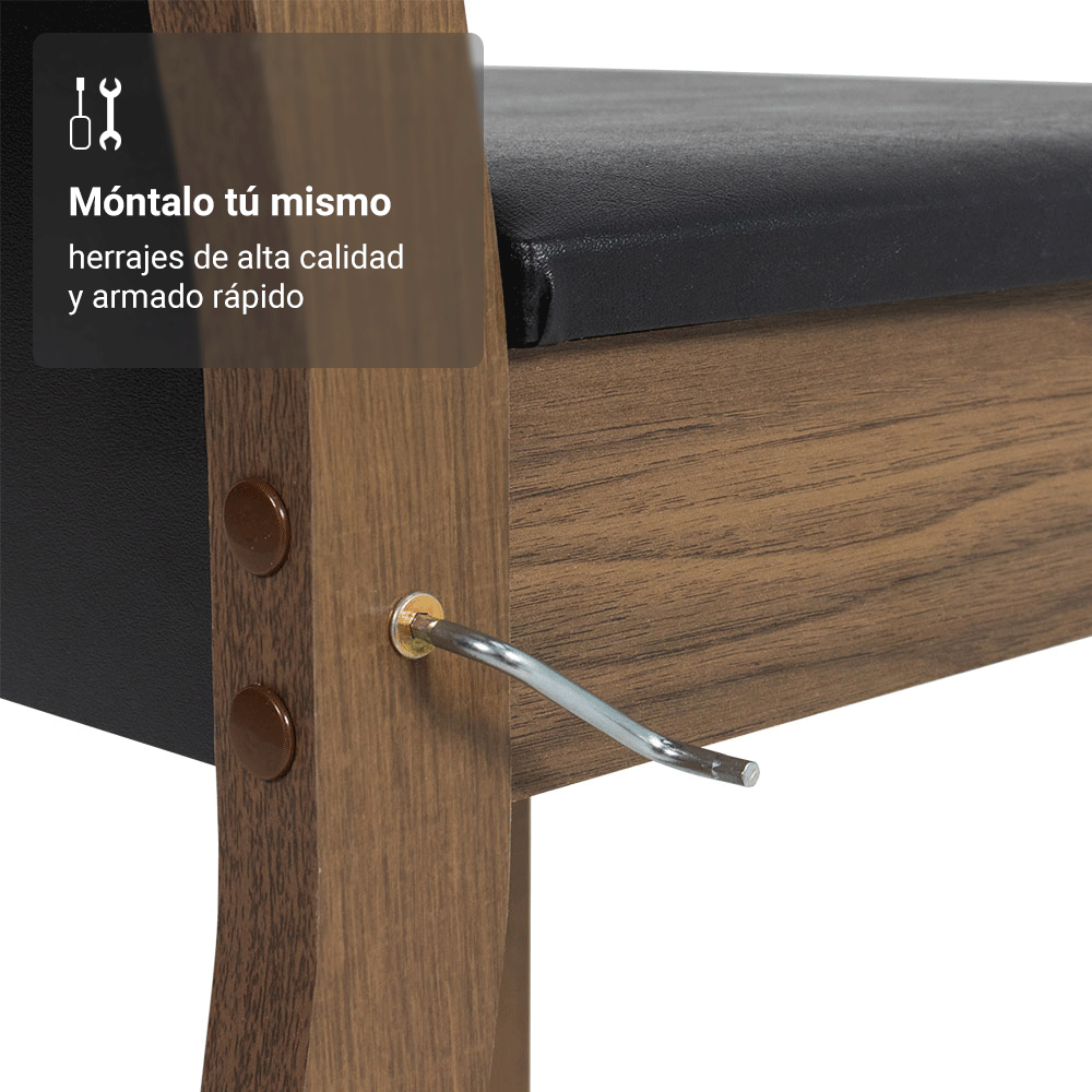 Juego de Comedor Havana con 4 Sillas Negro/Marrón