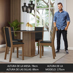 Juego de Comedor Alana con 4 Sillas Marrón/Negro/Sintético