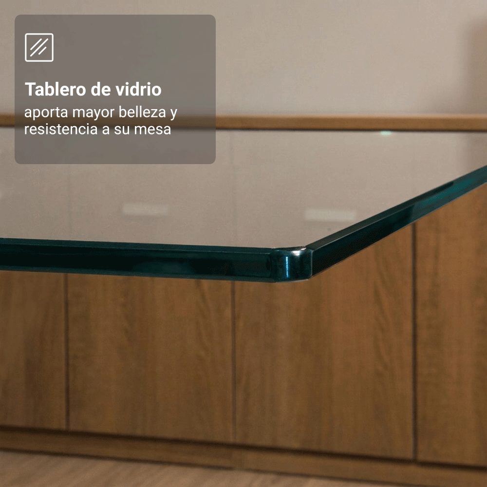 Juego de Comedor Noemi con 4 Sillas Encimera Cuadrada de Cristal Marrón/Imperial