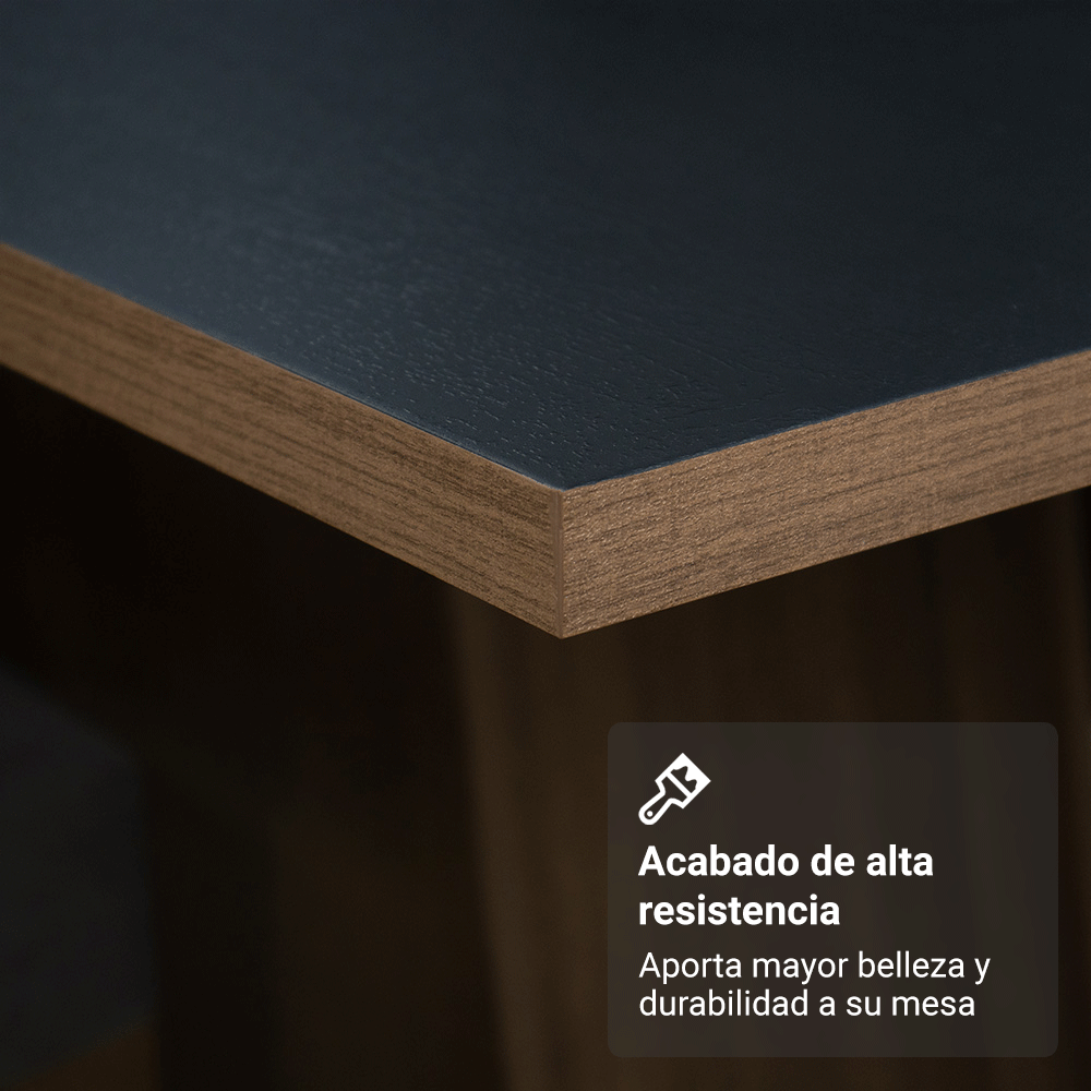 Juego de Comedor Évora con 4 Sillas Marrón/Negro/Oxford