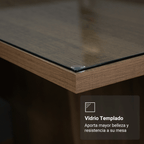 Juego de Comedor Braga con 4 Sillas - Tablero de Madera y Cristal Marrón/Imperial
