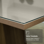 Juego de Comedor Braga con 4 Sillas - Tablero de Madera y Cristal Marrón/Crema/Imperial