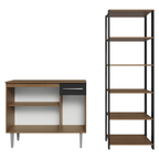 Kit Mueble de Cocina Bajo 1.05 m + Estante Organizador Multiuso 5 Niveles Marrón/Negro