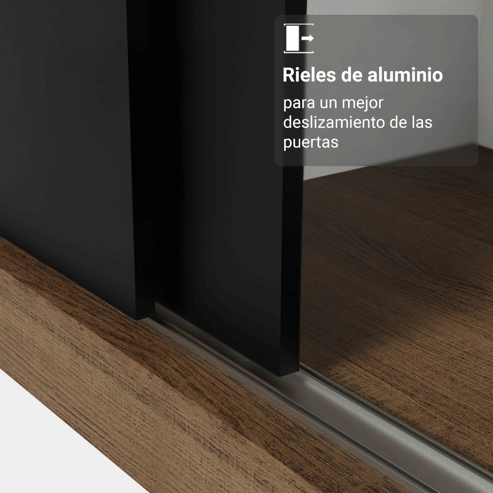 Clóset Monaco 3 Puertas Corredizas Marrón/Negro 170 cm x 205 cm x 51 cm