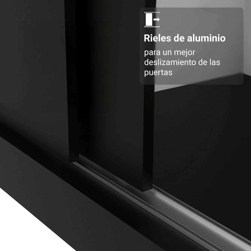 Clóset Monaco 3 Puertas Corredizas 1 Espejo Negro 170 cm x 205 cm x 51 cm