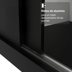Clóset Monaco 3 Puertas Corredizas 1 Espejo Negro 170 cm x 205 cm x 51 cm