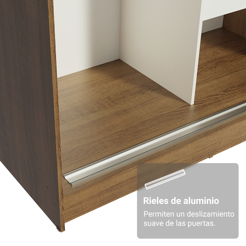 Clóset Tokio 2 Puertas Corredizas con Espejos Marrón/Negro 218 cm x 109 cm x 54 cm