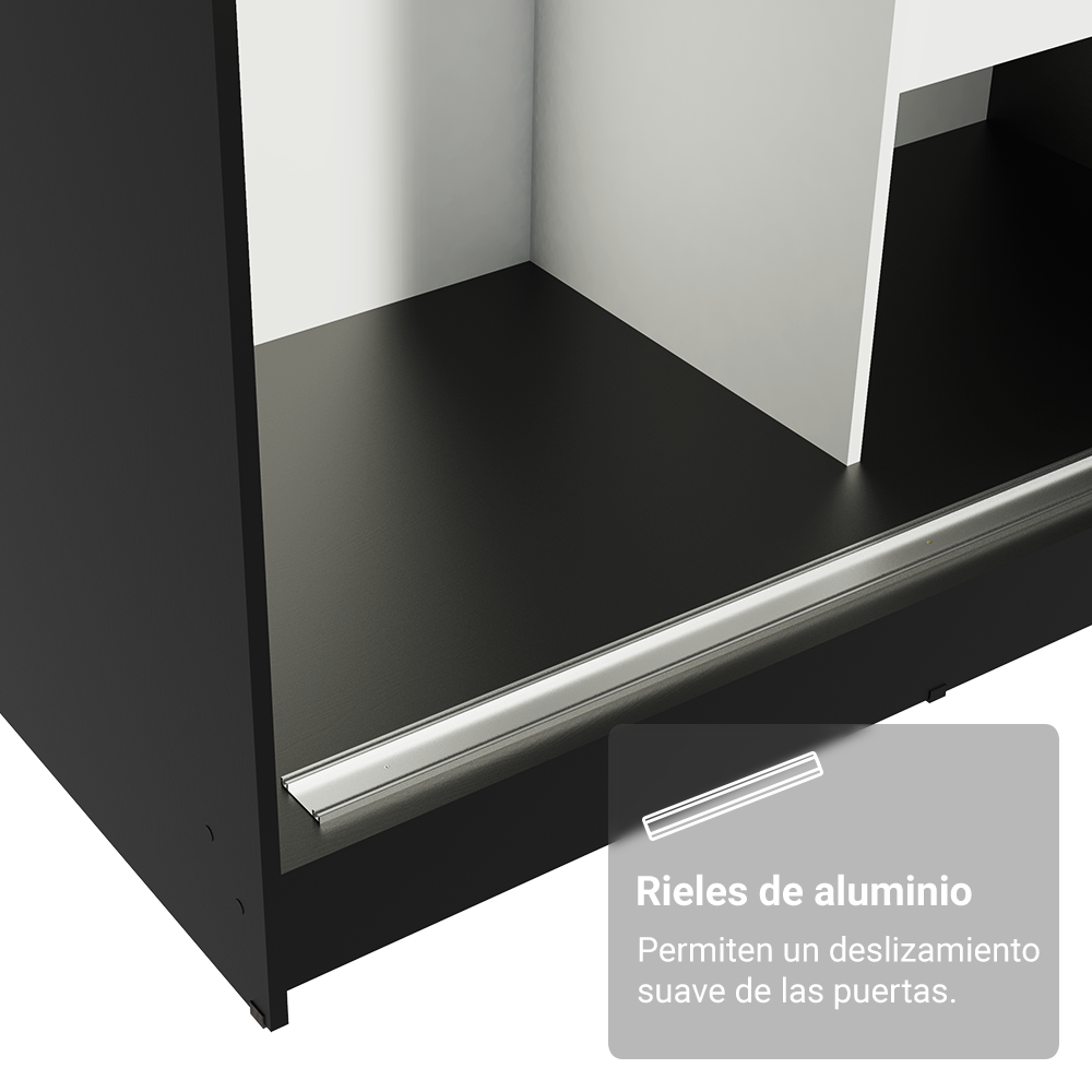Clóset Tokio 2 Puertas Corredizas 2 Cajones Negro/Marrón 218 cm x 109 cm x 54 cm