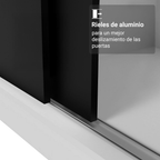 Clóset Nobre 3 Puertas Corredizas 1 Espejo Blanco/Negro 205 cm x 170 cm x 51 cm