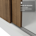 Clóset Nobre 3 Puertas Corredizas Blanco/Marrón 205 cm x 170 cm x 51 cm