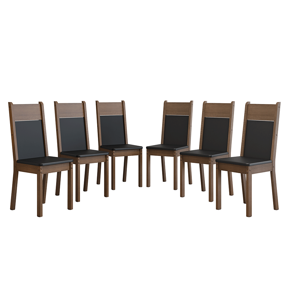 Kit con 6 Sillas de Comedor 4280 MarrónNegro