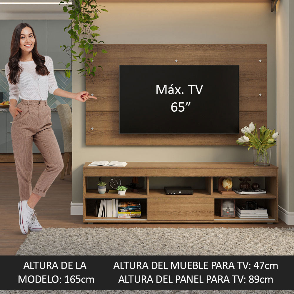 Centro de Entretenimiento para TV Orlando Mesa y Panel de Hasta 65 Pulgadas Marrón