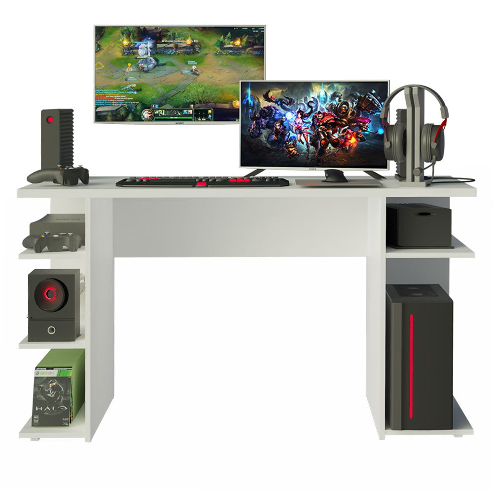 Escritorio Gamer Moderno para PC y Consola Blanco