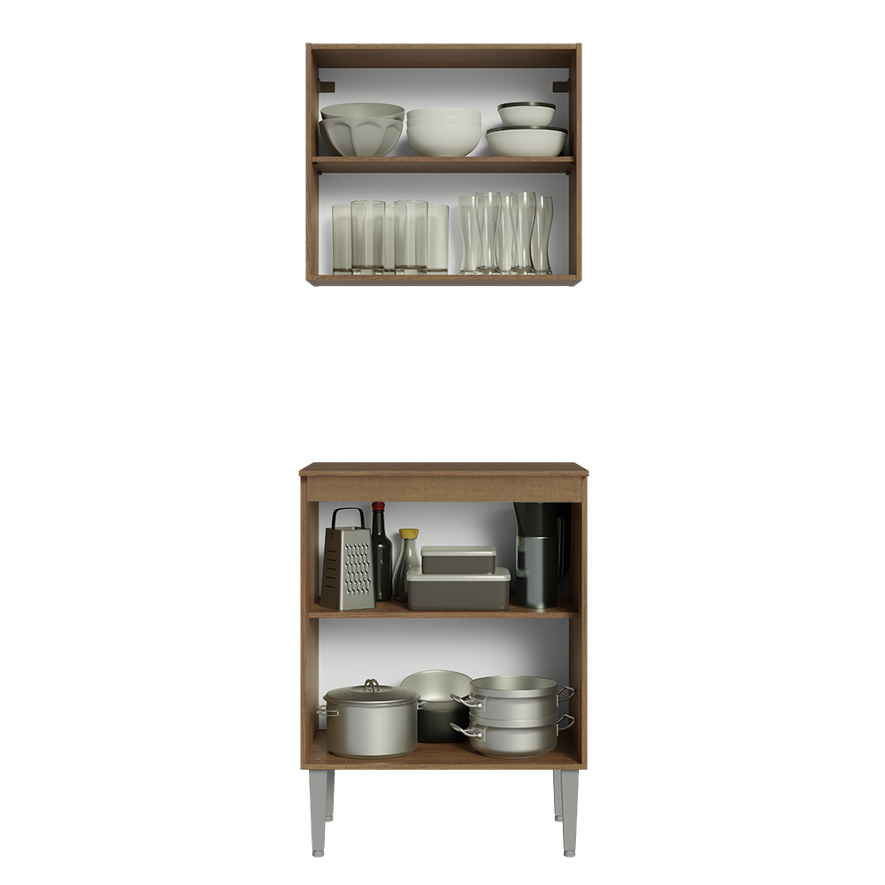 Kit Mueble de Cocina Superior y Mueble Bajo Emilly 64 cm