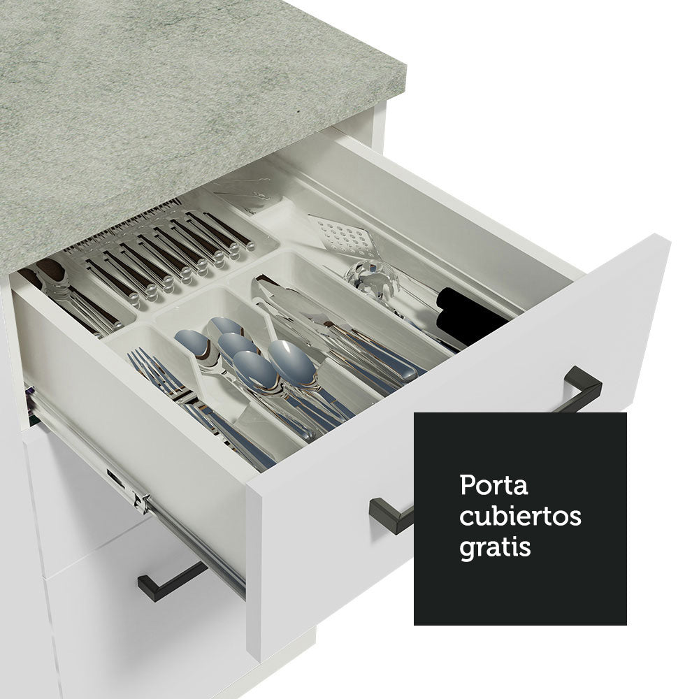 Mueble de Cocina Bajo Agata 3 Cajones 40 cm x 60 cm con Encimera Blanco