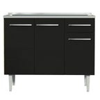 Mueble de Cocina Bajo Emilly 1.05 m con Mesón de Acero Marrón/Negro