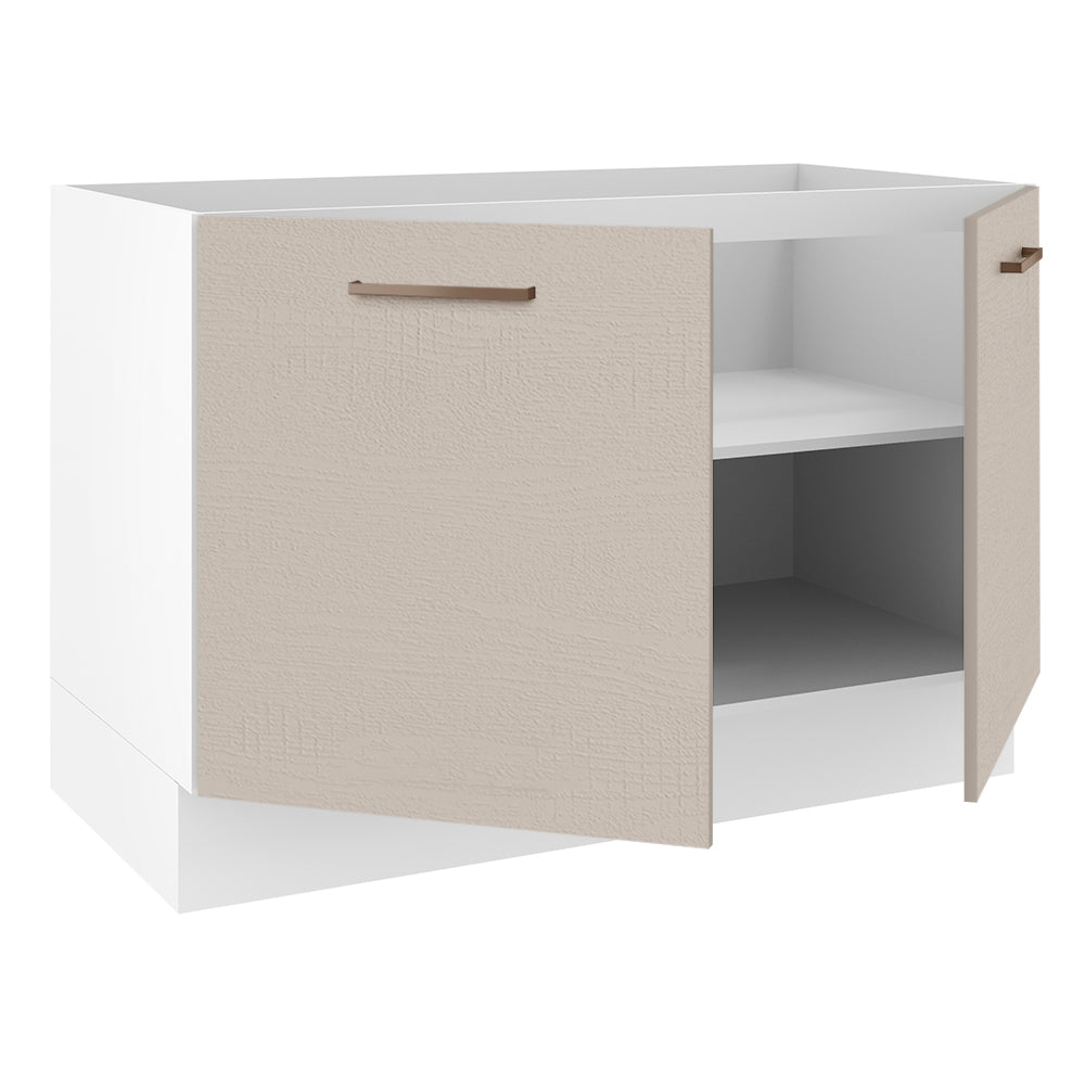 Mueble de Cocina Bajo Agata 1.20 m 2 Puertas Blanco/Crema