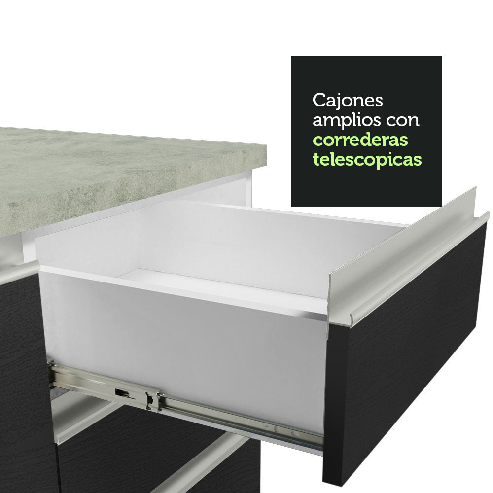 Gabinete Bajo de Lavaplatos 120cm 1 Puerta 2 Cajones Blanco/Negro (Sin Mesón y Sin Lavaplatos) Glamy