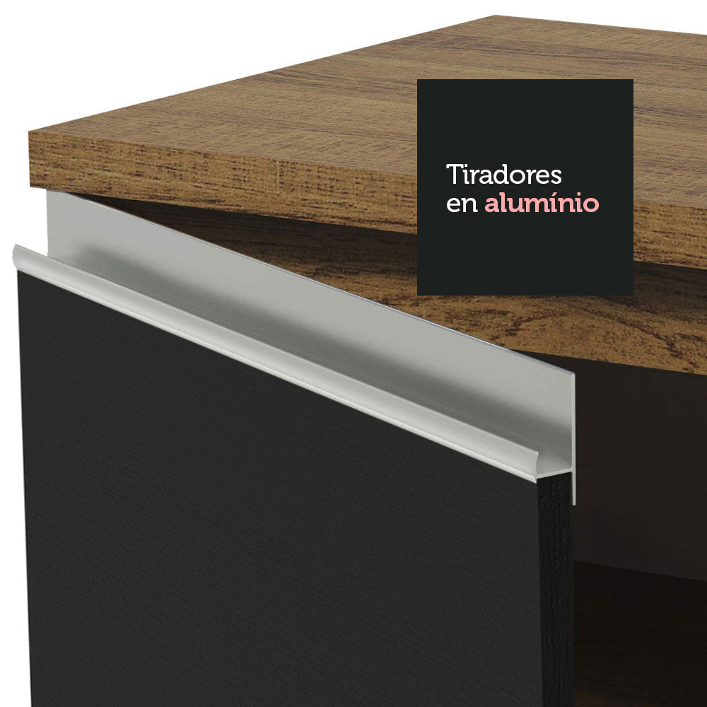 Gabinete Bajo de Lavaplatos 120cm 1 Puerta 2 Cajones Marrón/Negro (Sin Mesón y Sin Lavaplatos) Glamy