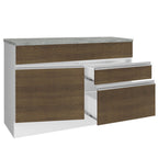 Mueble de Cocina Bajo Glamy 1.20 m 1 Puerta 2 Cajones con Encimera Blanco/Marrón