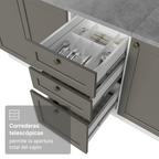 Mueble de Cocina Bajo Vik 1.20 m 2 Puertas 3 Cajones con Encimera Blanco/Gris