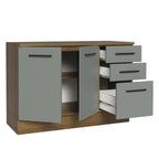 Mueble de Cocina Bajo Agata 1.20 m 2 Puertas 3 Cajones con Encimera Marrón/Gris