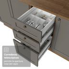 Mueble de Cocina Bajo Vik 1.20 m 2 Puertas 3 Cajones con Encimera Marrón/Gris