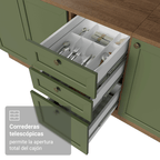 Mueble de Cocina Bajo Vik 1.20 m 2 Puertas 3 Cajones MarrónVerde