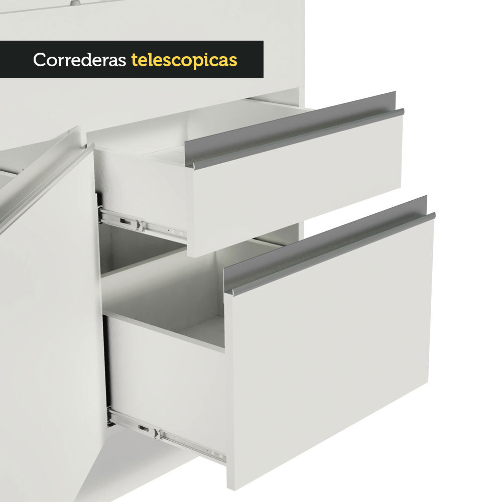Mueble de Cocina Bajo Glamy 1.50 m 2 Puertas 2 Cajones Blanco
