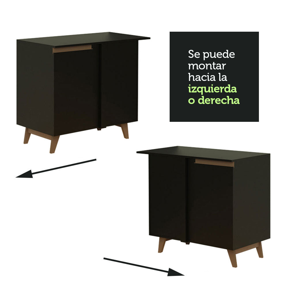 Mueble de Cocina Bajo de Esquina Reims 1 Puerta Negro